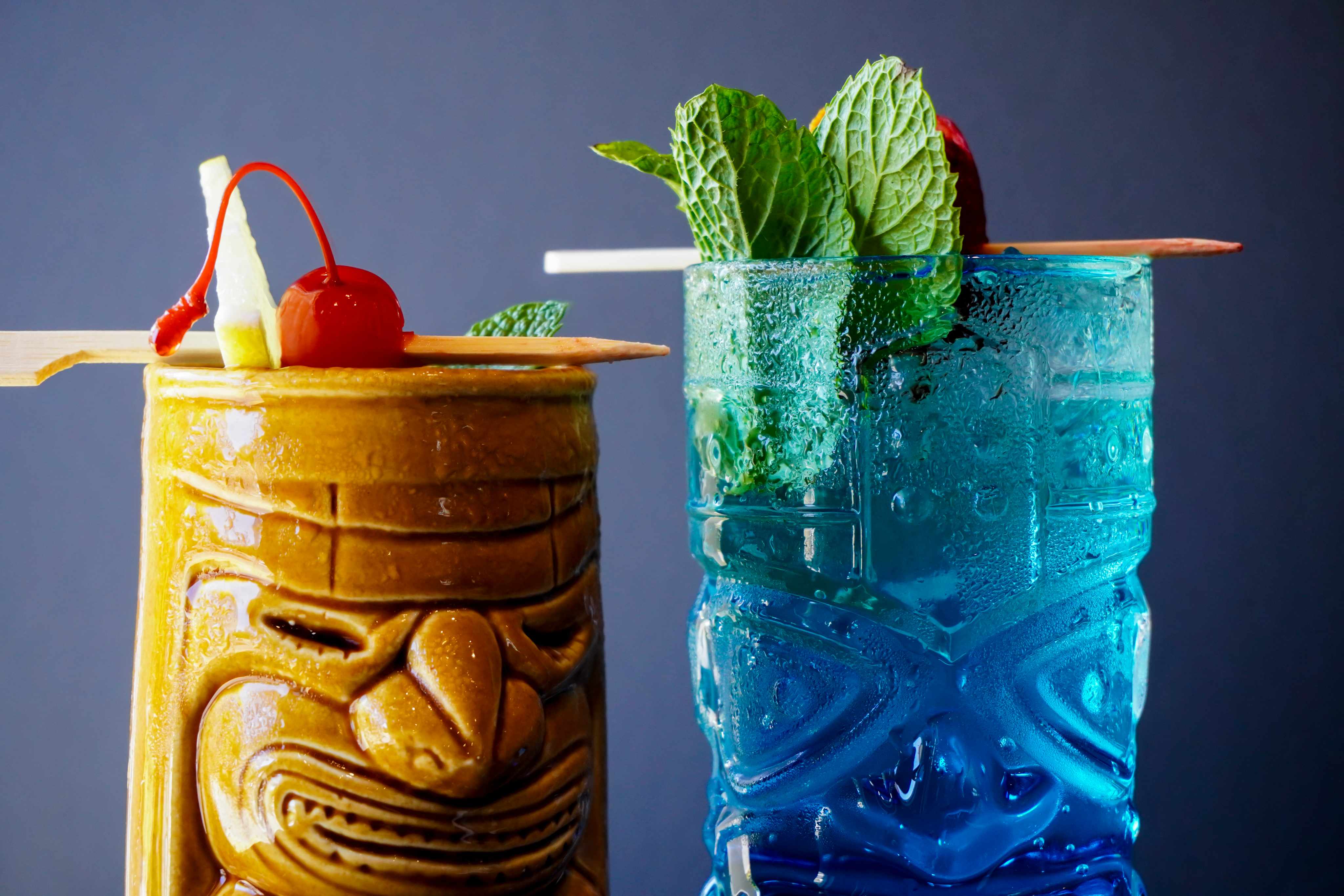 Signature cocktails and zero-alc mocktails lined on the bar